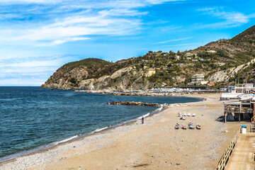 Fototapeta na wymiar Public beach in Bonassola, Liguria Italy