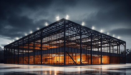 Fototapeta premium steel frame structure under construction
