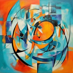 abstract painting with dynamic shapes and colors.j AI Generative