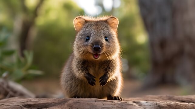 A cheerful quokka, a milady, and a contented quokka