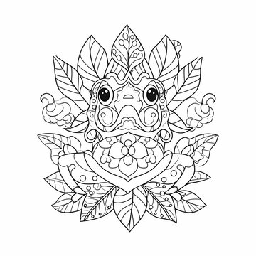 Mandala frog coloring image
