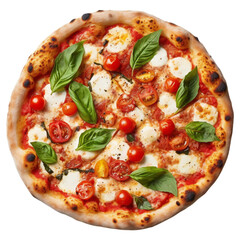 Pizza Margherita. Isolated on Transparent Background. generative ai