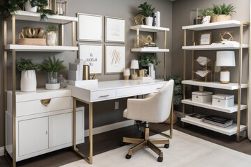 Fototapeta na wymiar a home office with a functional workspace, efficient storage and organization, and stylish decor, created with generative ai