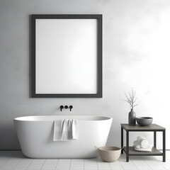 Obraz na płótnie Canvas Photo frame Mock up for bath room. House decor.