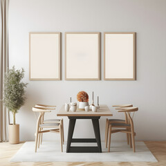 Photo frame Mock up for restaurant, dining room, home decoration. 