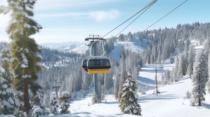 ski lift in the mountains,ski resort in the mountains, ai generative