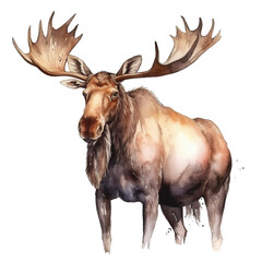 Gentle Brown Moose With Antlers, Generative AI