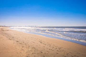 Fototapeta na wymiar A Sunny Day at the Yellow Sand Beach near The Hague
