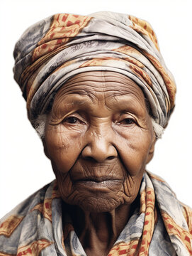 Alte Frau Oma Afroamerikanerin Gesicht biometrisches Passfoto, ai generativ