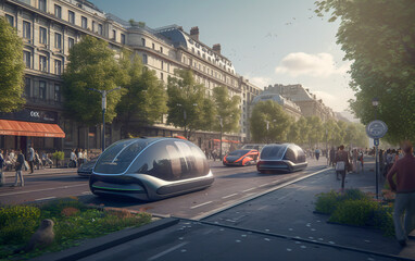 Autonomous Electric Passenger Car Navigating City Road with Pedestrians