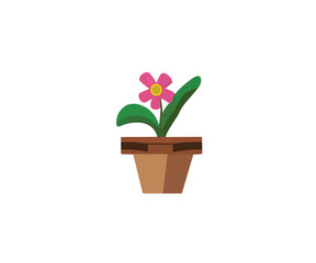 Rose Plant a flower in the pot with leaves in a vase illustration vector image
