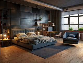 modern black style cozy bedroom idea