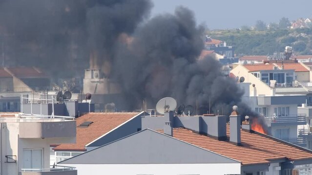 Fire in the city apartment