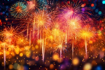 Obraz premium fireworks in the night sky. Generative AI