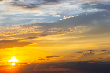 sunset sky with multicolor clouds. Dramatic twilight sky background