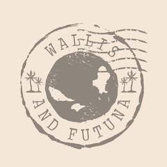 Stamp Postal of Wallis and Futuna. Map Silhouette rubber Seal.  Design Retro Travel. Seal  Map Wallis and Futuna grunge  for your design.  EPS10