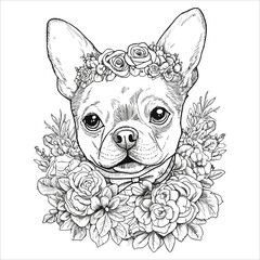 Flower Dog Coloring Pages For Adults