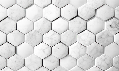 white marble wall with hexagon tiles for texture and background