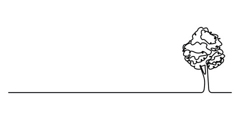 continuous line drawing of a tree on a white background, vector illustration