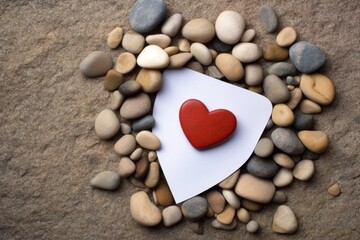 Obraz premium heart shaped stones on the beach. Generative AI