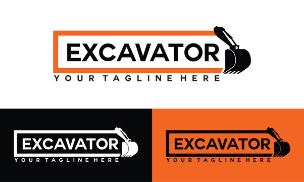excavator heavy duty construction illustration logo vector. logo excavator contruction good for your brand