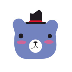 Bears head vector simply with hat