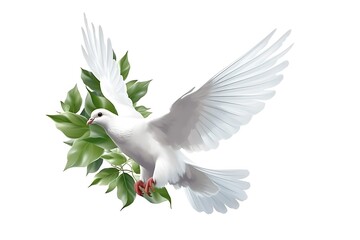 white dove isolated on white - obrazy, fototapety, plakaty
