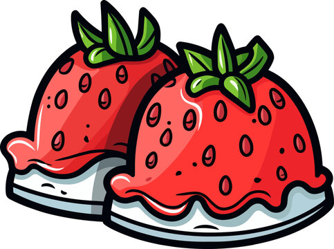 Eine Vektor Illustration von einem Käsekuchen mit Erdbeeren, Fruchtiges Gebäck, Süßigkeit