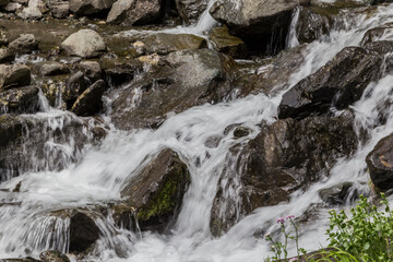 water flowing over rocks