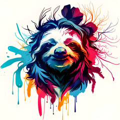 Portrait of colourful cartoon sloth 