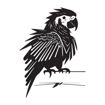 This is a Parrot vector Silhouette, Parrot Vector Clipart, Parrot Logo Black and white.