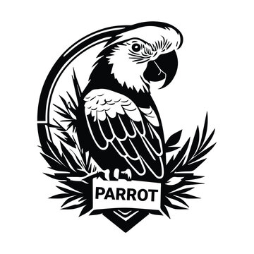 This is a Parrot vector Silhouette, Parrot Vector Clipart, Parrot Logo Black and white.