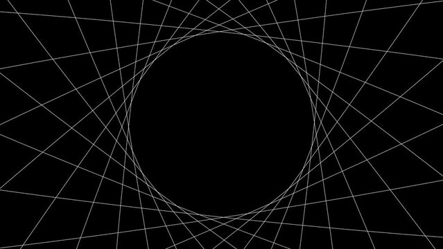 black hole line animation. black and white looping 2d motion