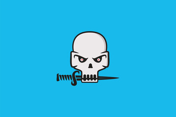 skull logo bite a knife good for personal or gamer branding