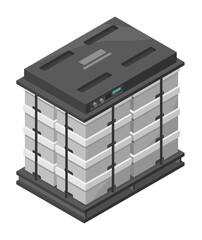 Saltwater battery Solar cell system storage isometric isolated vector