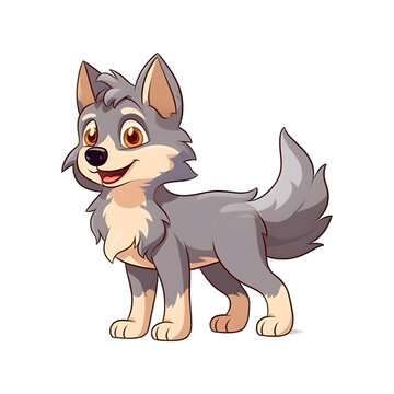 Playful Wolf: Adorable 2D Illustration