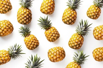 White background filled with pineapple, citrus, web design fruit background