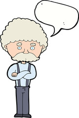 cartoon old man  with speech bubble