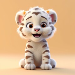 Fototapeta na wymiar Tiger, cute furry animal. Beautiful illustration picture. Generative AI