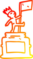 warm gradient line drawing of a cartoon monument statue