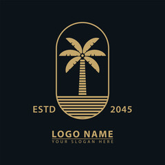 elegant coconut beach logo icon.