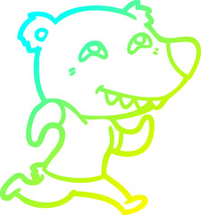cold gradient line drawing of a cartoon bear running