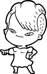 cute cartoon girl with hipster haircut