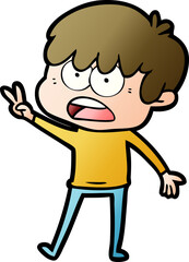 worried cartoon boy