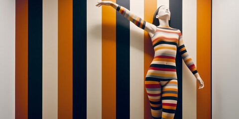 Human figure sculpture in colors of the wall. Beautiful illustration picture. Generative AI