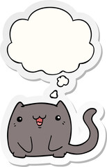 cartoon cat with thought bubble as a printed sticker