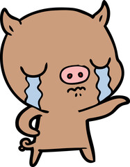 cartoon pig crying pointing