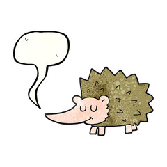 freehand speech bubble textured cartoon hedgehog