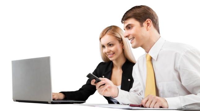 Portrait of Business People Working with Laptop