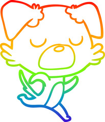 rainbow gradient line drawing of a cartoon dog